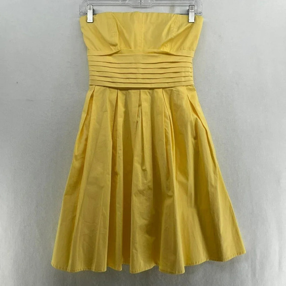 Teeze Me Strapless Dress Youth Girls Size 7 Yellow Fit & Flare Cocktail Pleated - Picture 1 of 12